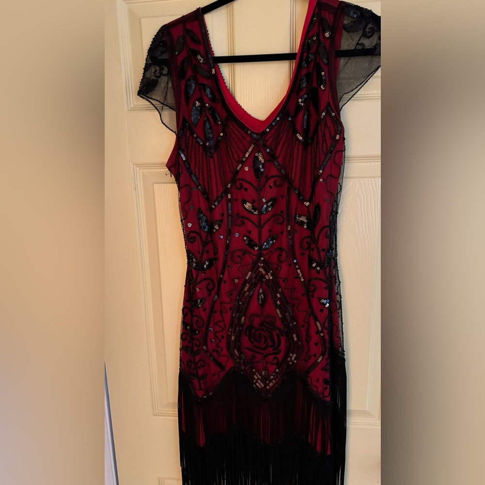 1920s Red/Black Art Deco Dress
